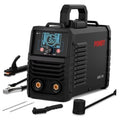 Portable inverter welder with digital display, handle, and included welding accessories