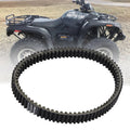 ATV drive belt, black ribbed loop with toothed edges and wear marks