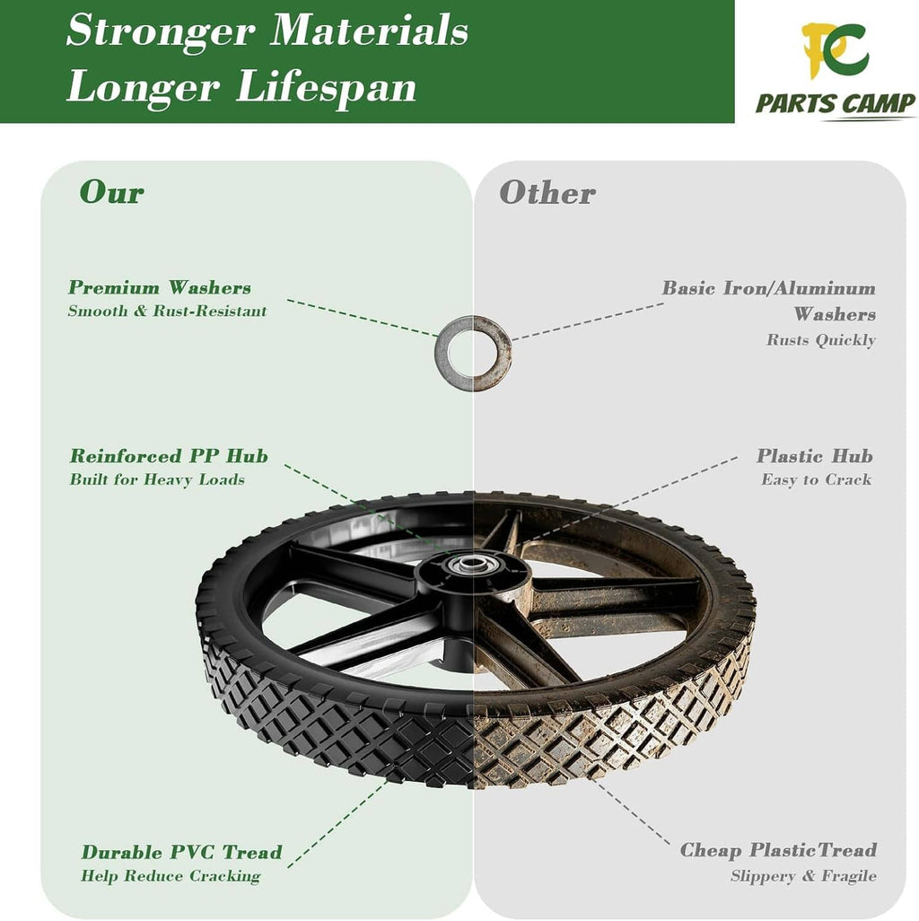 Black spoked wheel and tire with reinforced hub and deep tread pattern