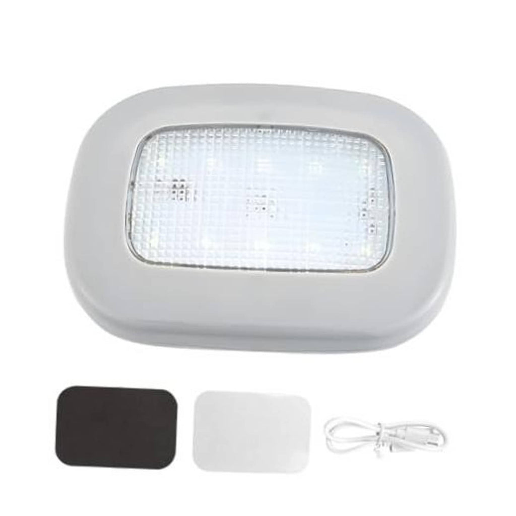 Gray magnetic dome LED car light with clear rectangular lens