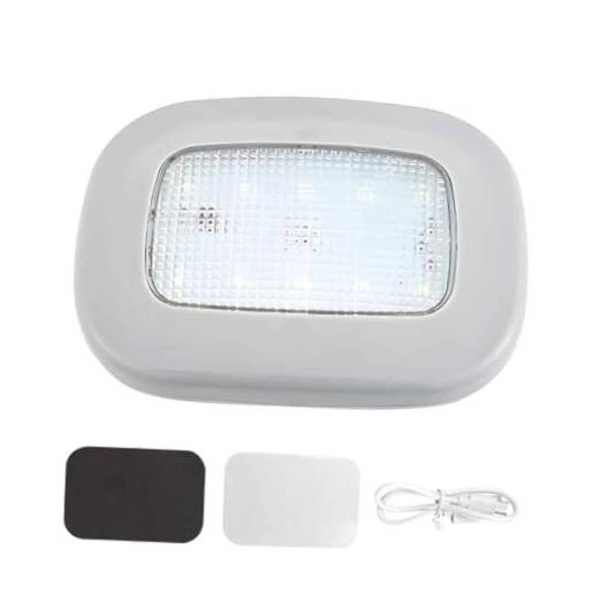 Gray magnetic dome LED car light with clear rectangular lens
