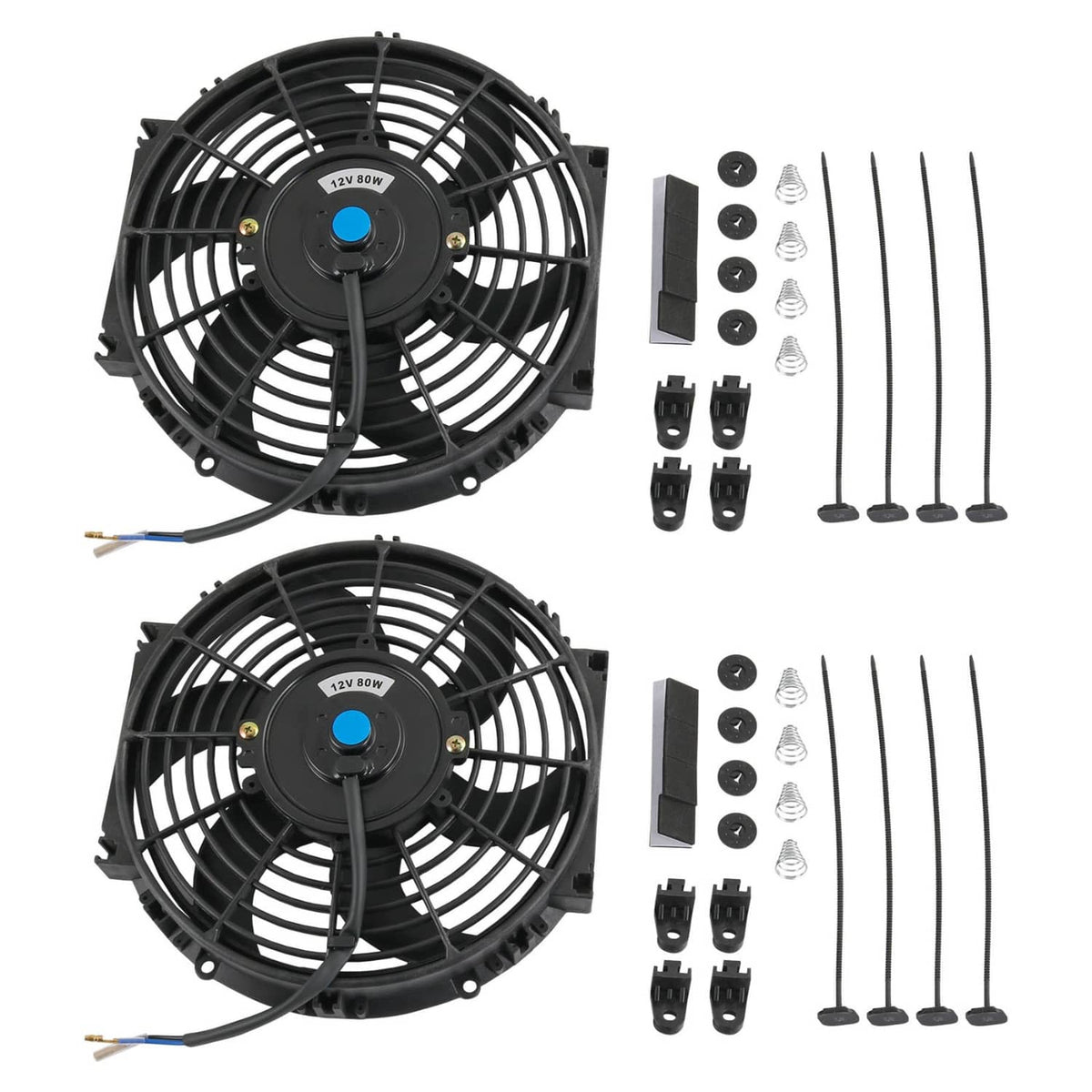 Universal 10-inch electric radiator cooling fan kit with mounting hardware