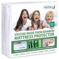 Twin waterproof mattress protector in white with breathable soft fabric and secure fit