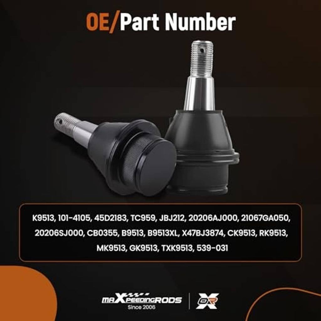 Upper and lower ball joints with OE/part number list