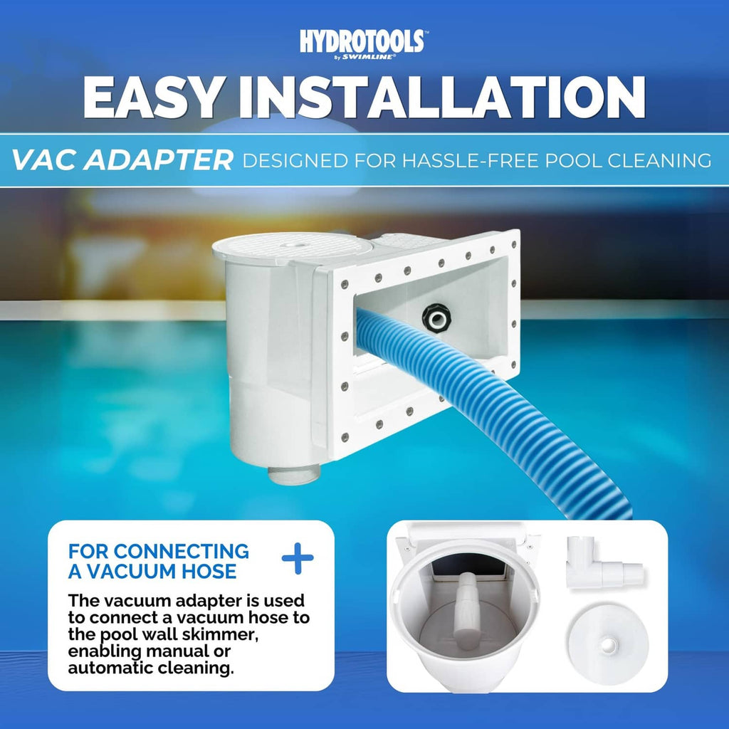 White vacuum hose adapter to connect pool skimmer for easy installation