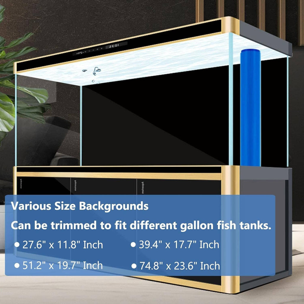Black aquarium background film with static cling, applied to tank back panel