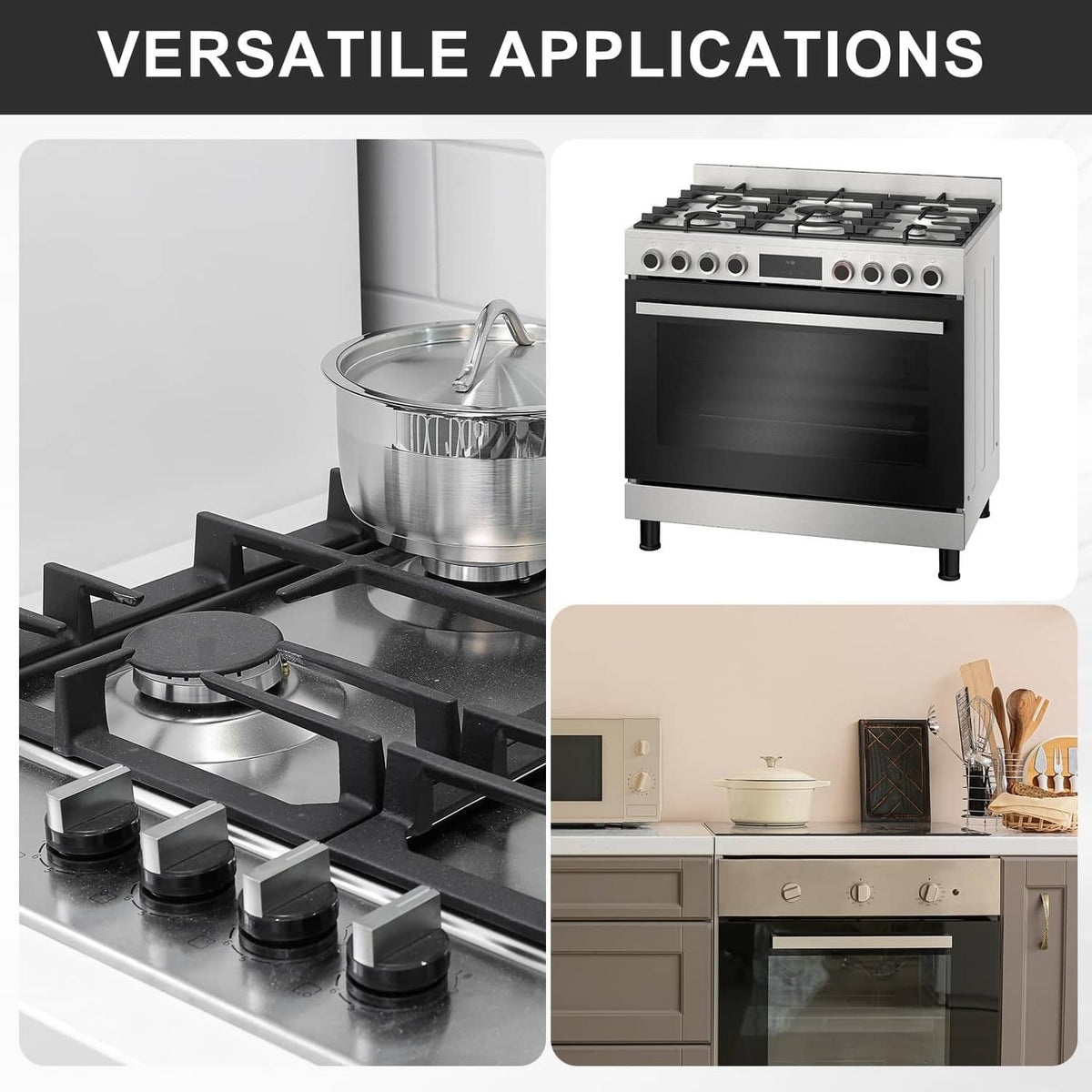 Brushed black stainless steel gap filler strips for appliance gaps, brushed finish