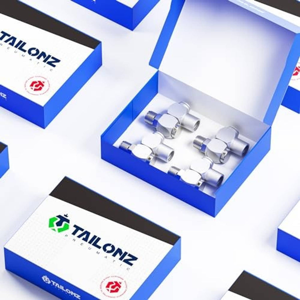 Pack in blue open box showing multiple silver swivel fittings with threaded ends