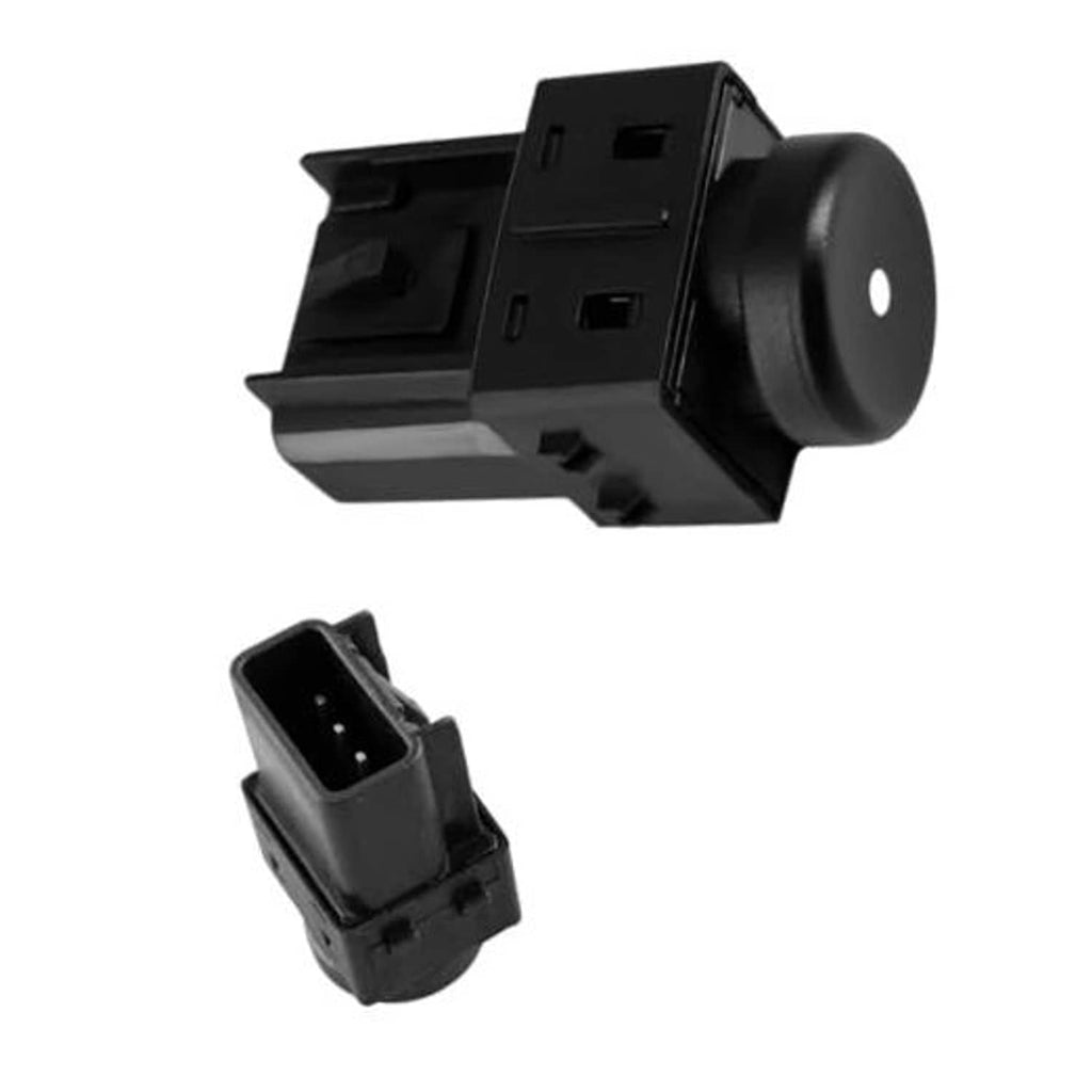 Black front door lock switch module with round button and electrical connectors