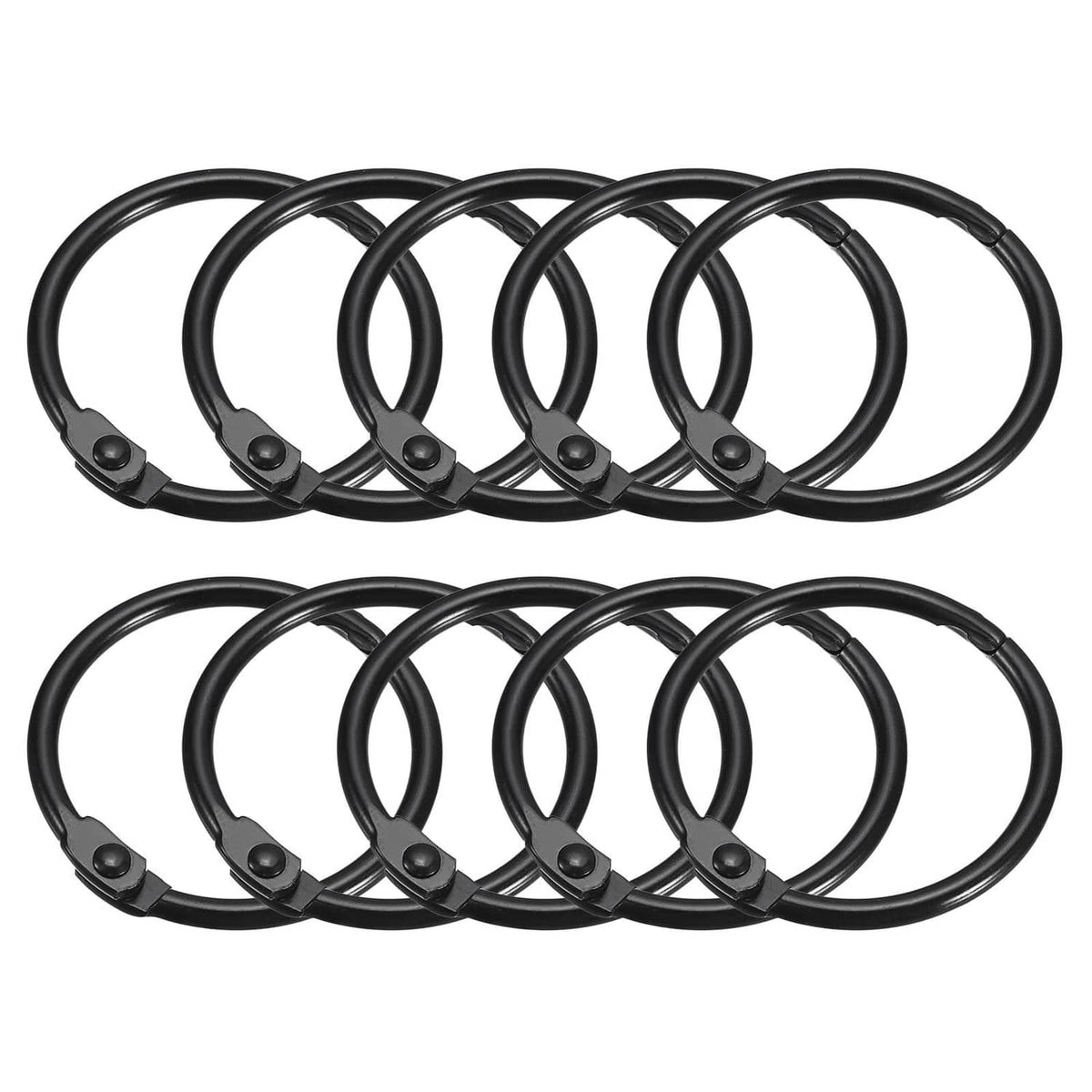 Black round snap shower curtain rings (12-pack), carbon steel, 1 in