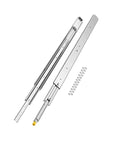 Full-extension drawer slide pair, silver steel rails with soft-close mechanism and mounting brackets