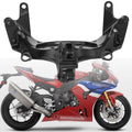 Black upper fairing stay bracket with mounting holes and center attachment block