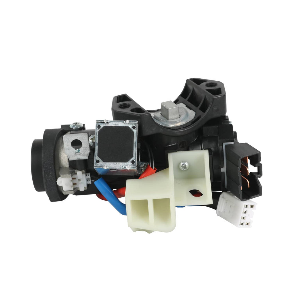 Ignition lock switch assembly with key cylinder and wiring harness, black plastic body