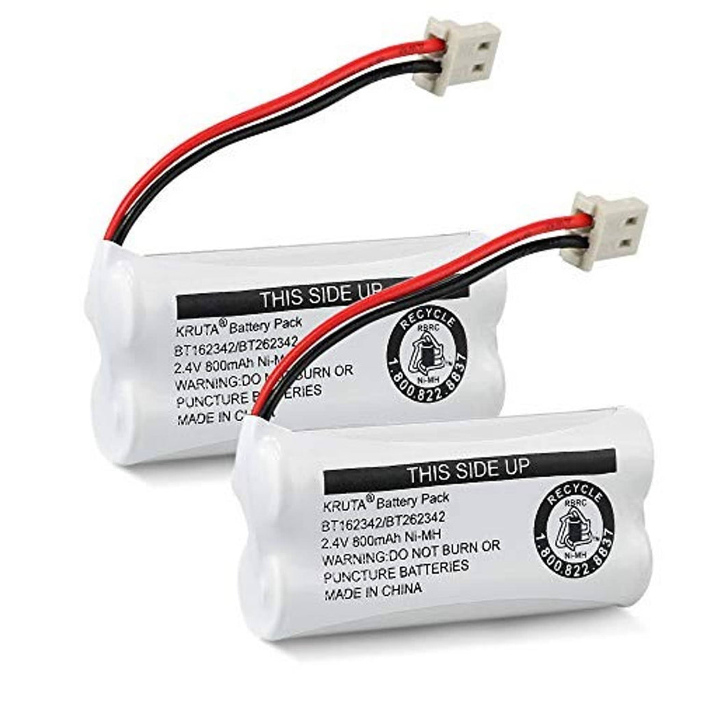 Cordless phone battery pack with white housing and red/black wires, two pin connector