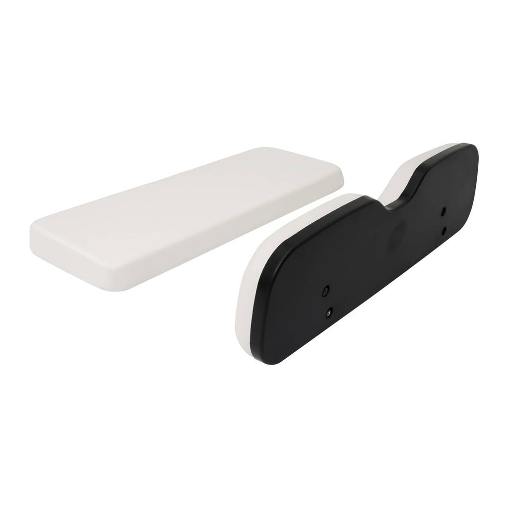 White seat cushion and black backrest support base with mounting holes