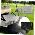 Gray universal golf cart seat cover with front pockets and green handle tabs