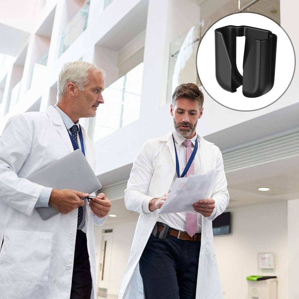 Black plastic stethoscope holder clip inset, open cradle design