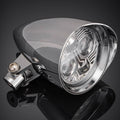 Chrome LED bullet headlight with clear lens and three-lamp reflector design