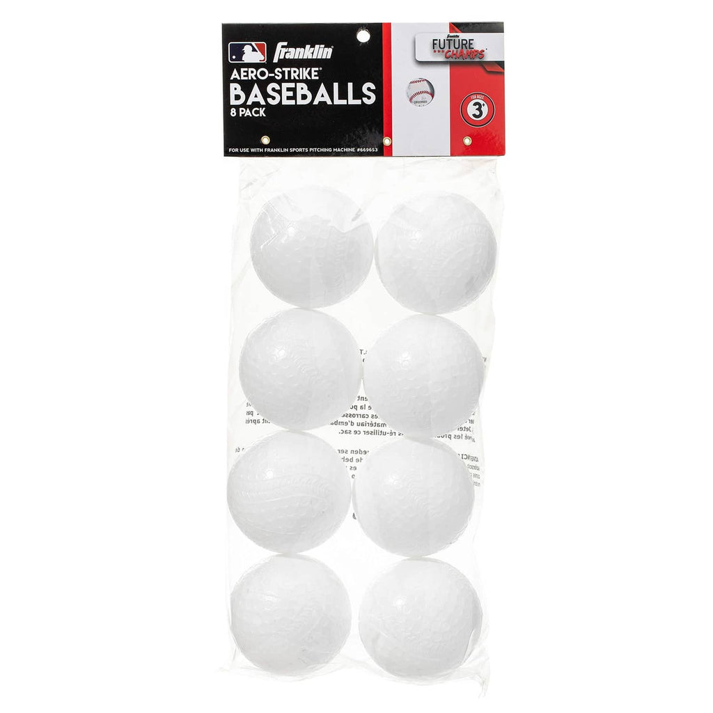 Franklin Aero-Strike baseballs multipack of 8 white plastic practice balls