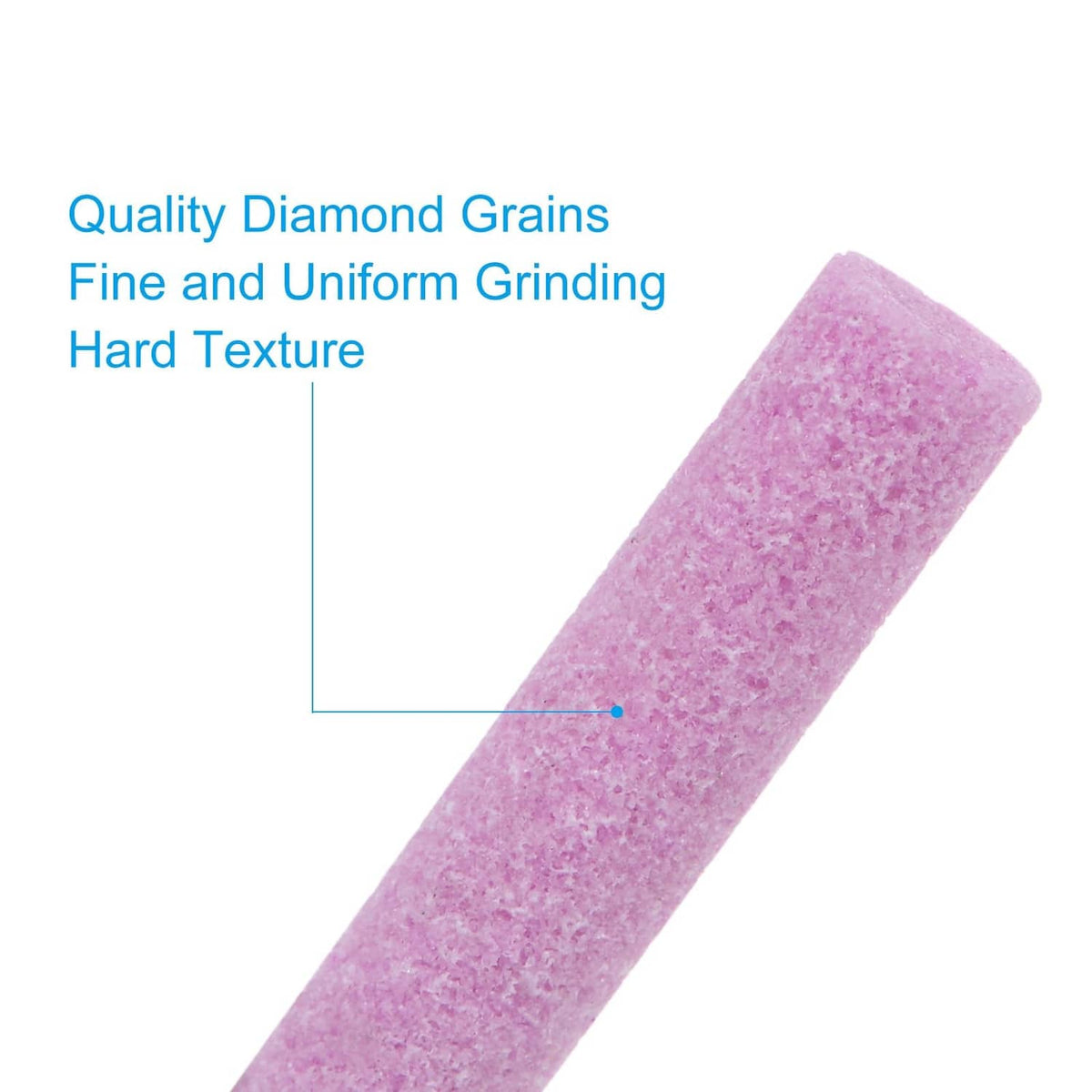 Purple diamond abrasive grinding head, fine grain texture on straight metal shank