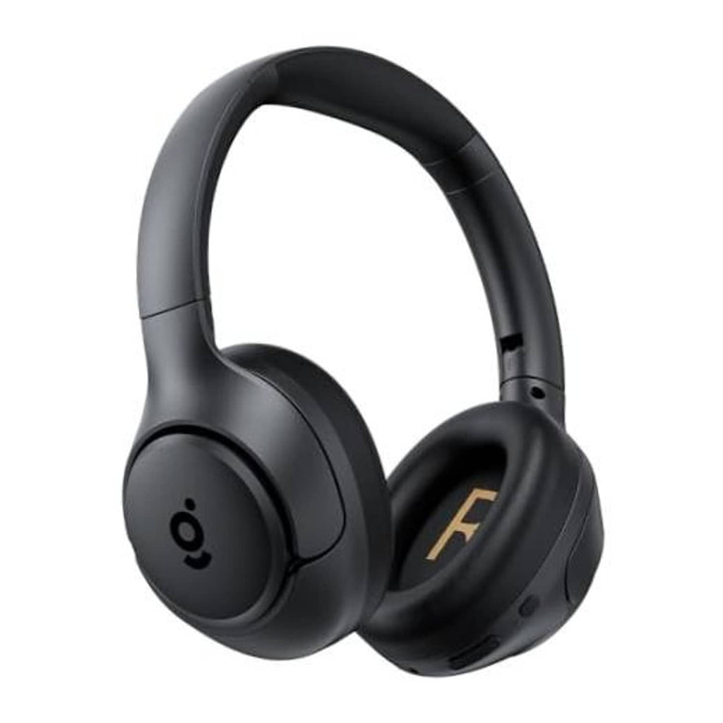 Black over-ear wireless headphones with cushioned earcups and flexible headband