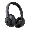Black over-ear wireless headphones with cushioned earcups and flexible headband