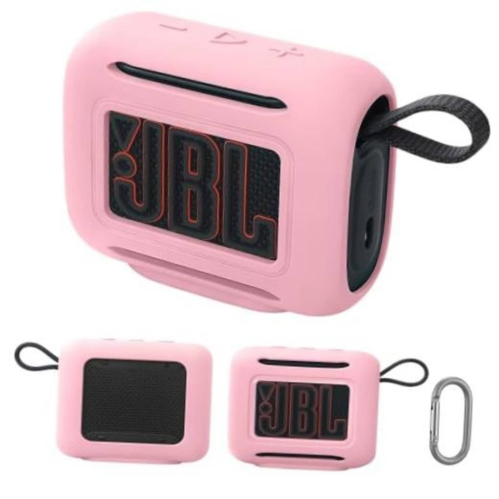 Pink silicone speaker case with strap for JBL Go 5 portable waterproof speaker