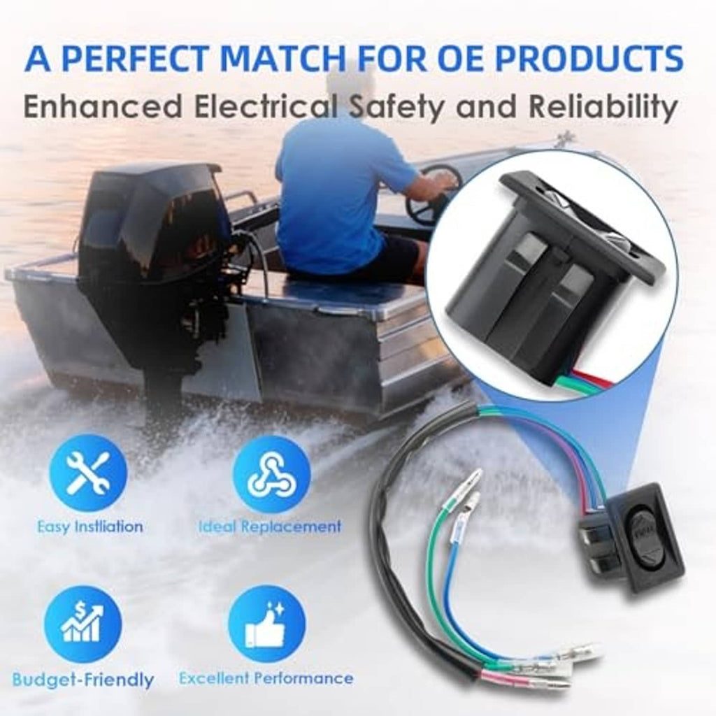 Trim tilt switch on cable with sealed black enclosure and multi-color wires