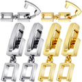 Set of gold and silver fold-over bracelet extender clasps with link chains