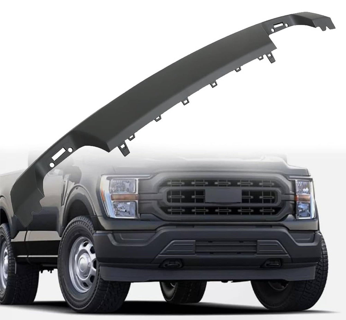 Matte black front bumper lower molding trim valance with mounting tabs