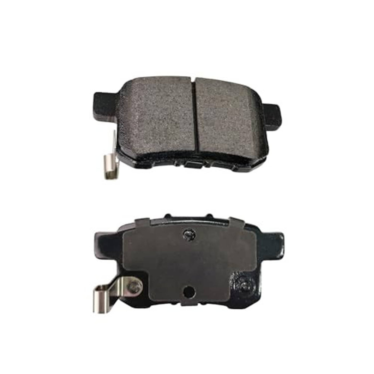 Ceramic brake pads with gray top friction and dark backing plates