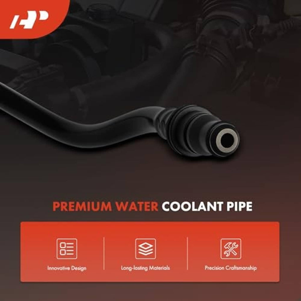 Black coolant hose pipe with ribbed section and round outlet