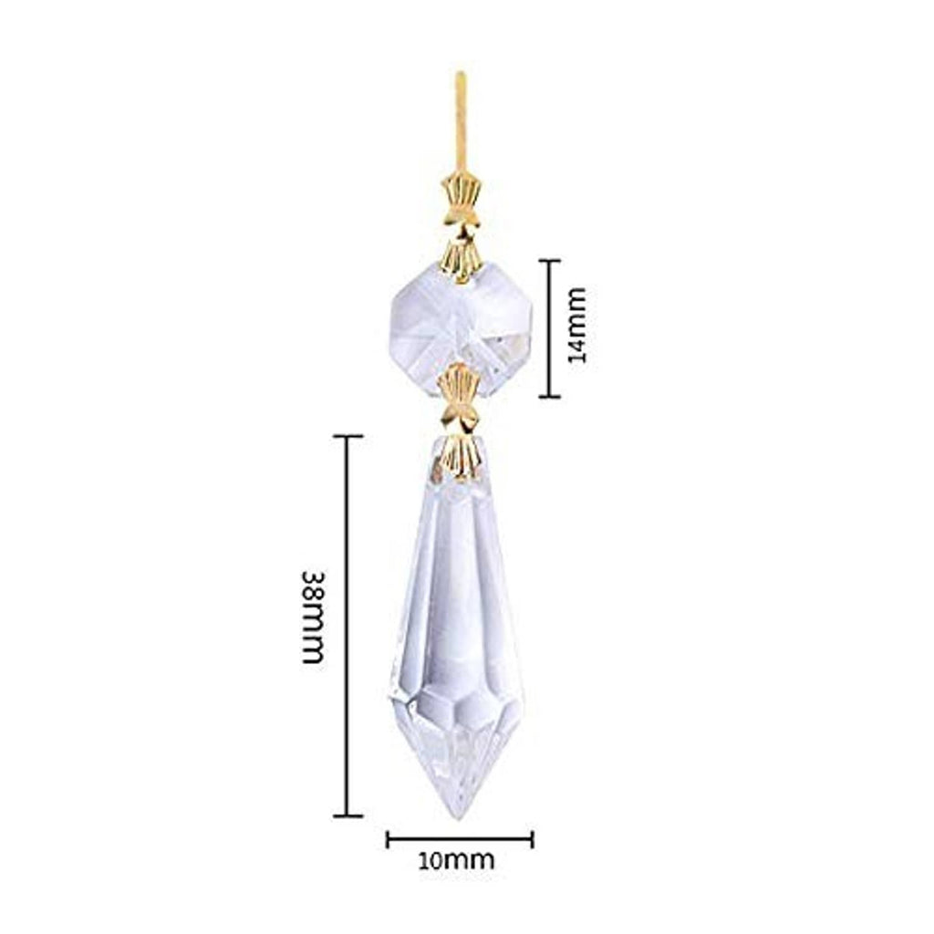38mm clear faceted crystal drop connector with gold top and hanging loop