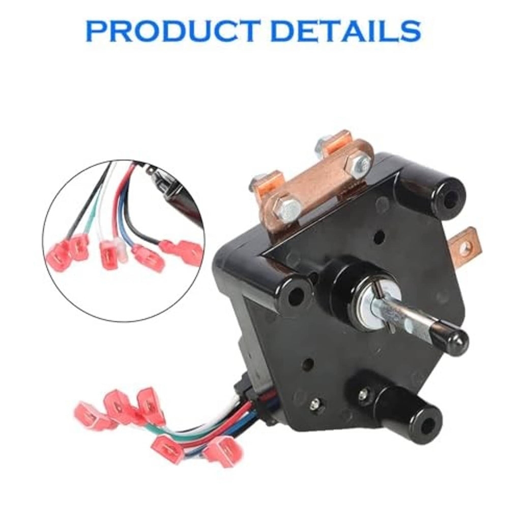 Forward/reverse golf cart switch assembly with multicolor wire harness and black actuator shaft