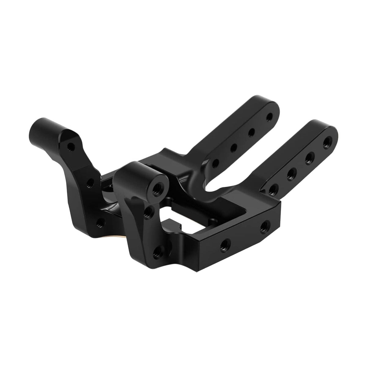 INJORA black-coated brass skid plate, underside bracket detail view