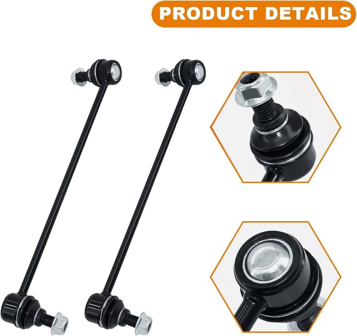 Front tie rod ends with black rubber boots and mounting studs