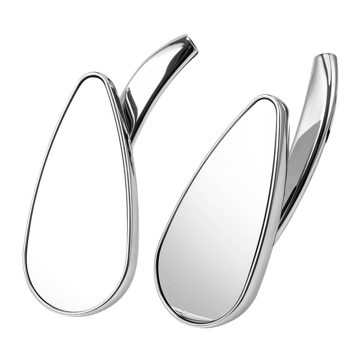 Pair of chrome motorcycle side mirrors with clear reflective glass lenses