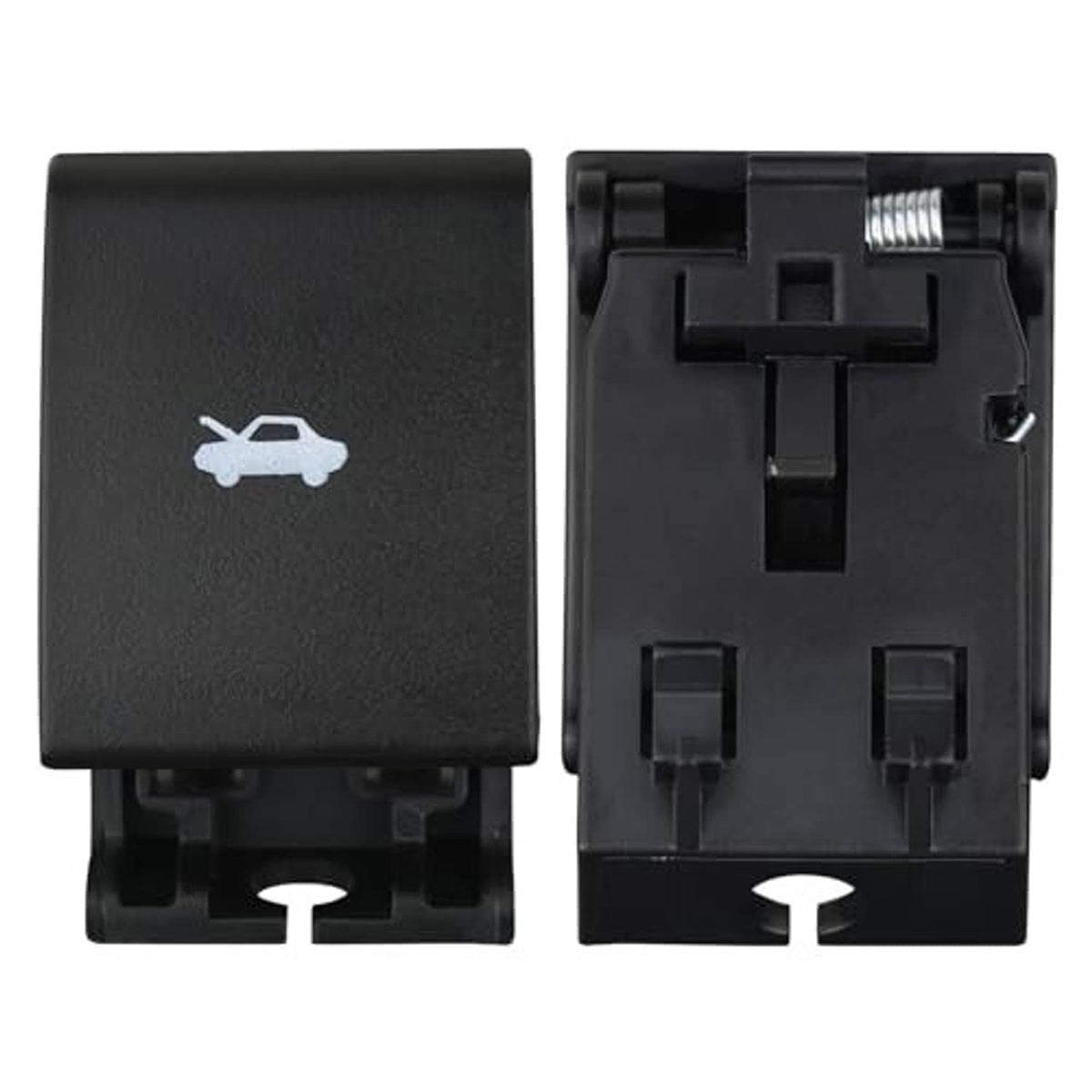 Black hood release pull handle with white car icon, front and back with latch detail