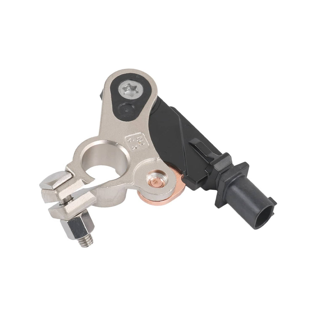Battery current sensor with metal base, copper contact, and black wiring connector