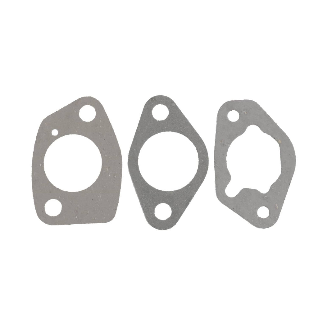 Carburetor kit intake gaskets, set of three gray metal seals with mounting holes