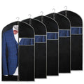 Black suit garment bags set of 5 with hangers, open front and full-length cover