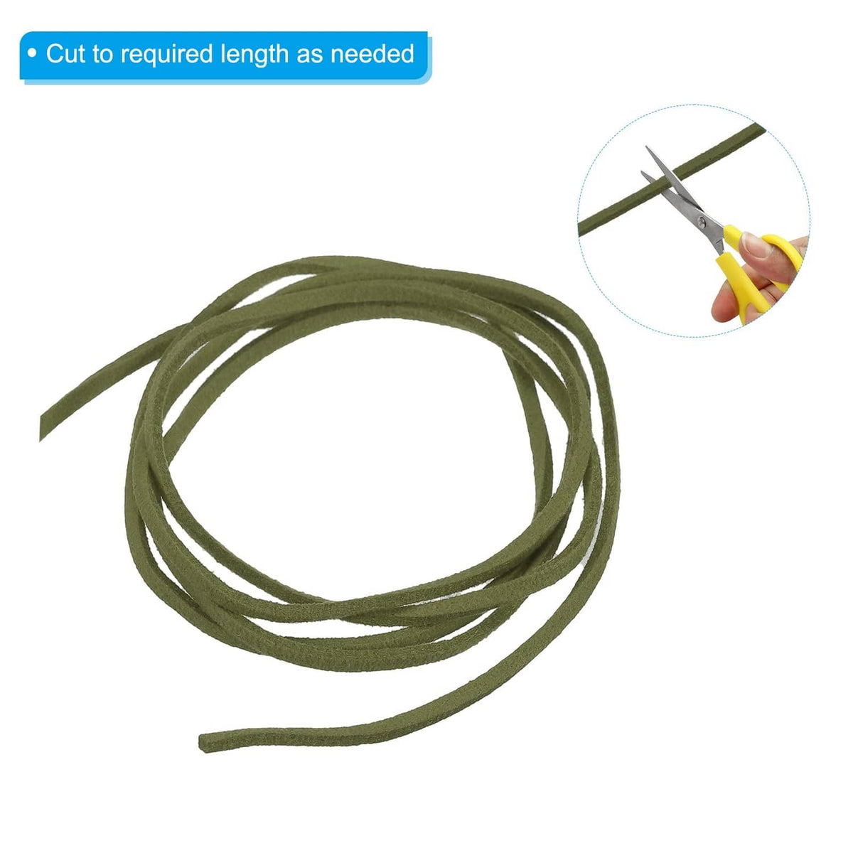 Dark green faux suede leather cord, loose 3mm strands