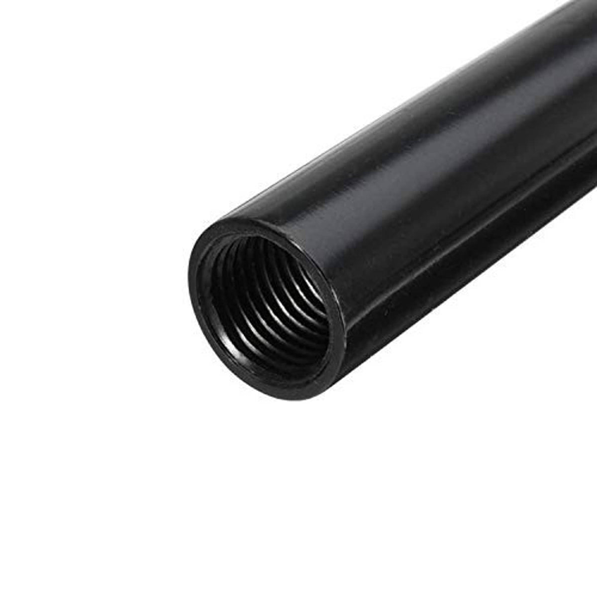 Close-up of black shift knob extender end with internal thread opening