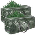 Christmas tree storage bag set, dark green fabric with clear window and carry handles