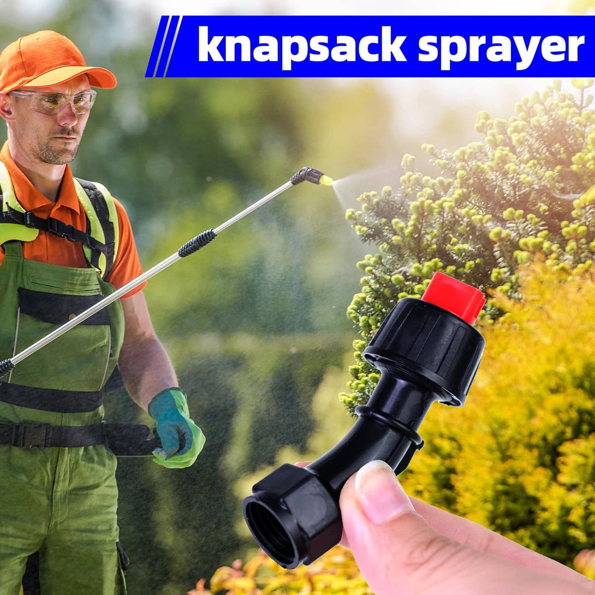 Handheld flat fan spray nozzle attachment for knapsack sprayers