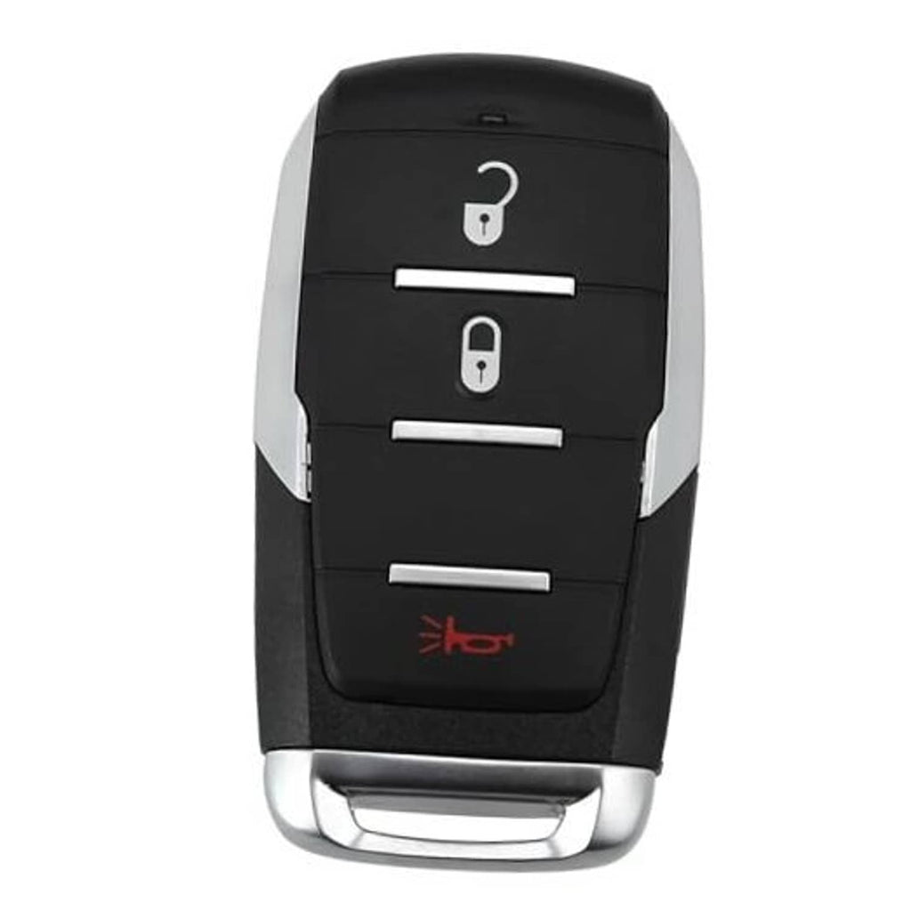 Black keyless car remote key fob with lock and unlock buttons
