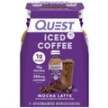 Mocha latte iced coffee bottle with purple label, 1g sugar and 10g protein