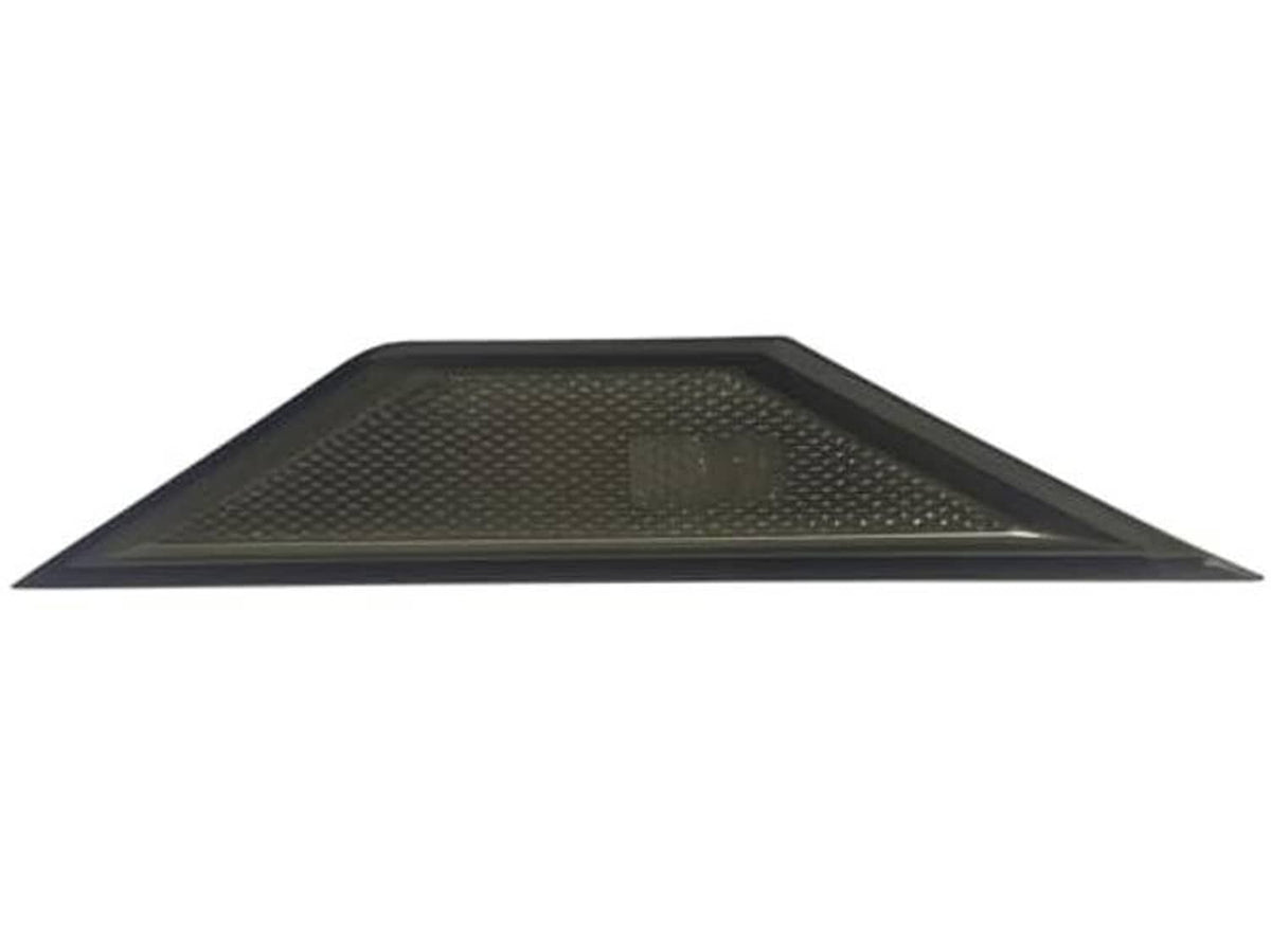 Front bumper side marker lens, dark smoke tint with textured surface