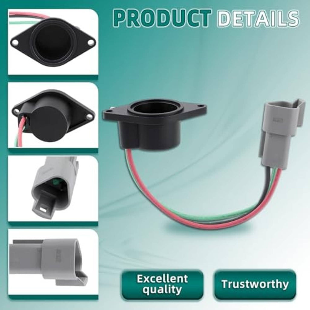 Black cylindrical speed sensor with mounting holes and red/green wire pigtail