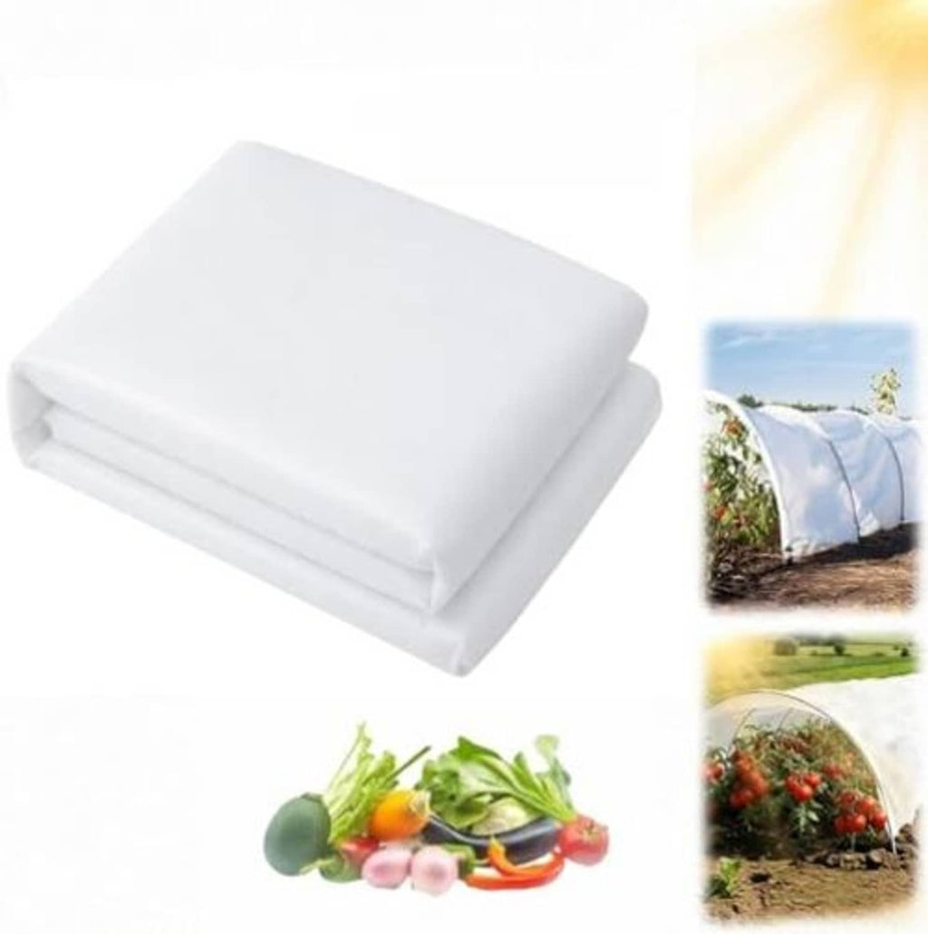 Folded white non-woven plant sun shade cloth sheet bundle